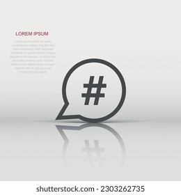 Hashtag vector icon in flat style. Social media marketing illustration on white isolated background. Hashtag network concept.