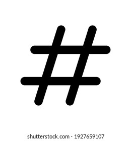 Hashtag vector icon. Hash tag symbol. Social media communication logo sign. Web application and interface button. Black silhouette image.