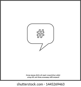 Hashtag vector icon on white isolated background.