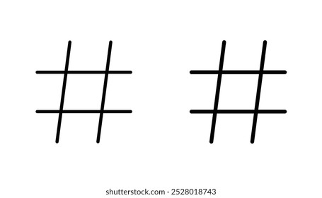Hashtag vector icon set in black and white color.