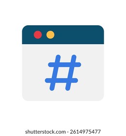 Hashtag Vector Icon for Social Media and Trending Topics. Symbol illustration, digital tag concept, online engagement tool. Flat Icon