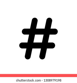 Hashtag vector icon, topic symbol. Simple, flat design for web or mobile app