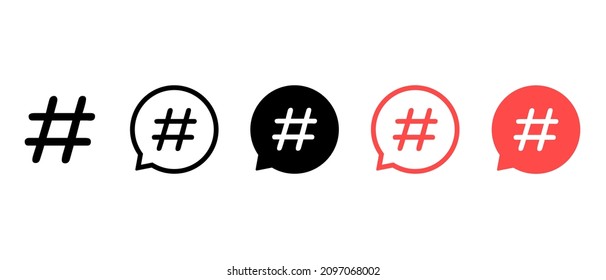 Hashtag vector icons set. Social media marketing concept symbol pictogram