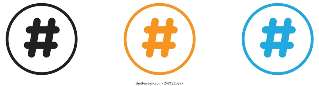 Hashtag vector logo set collection for web app ui