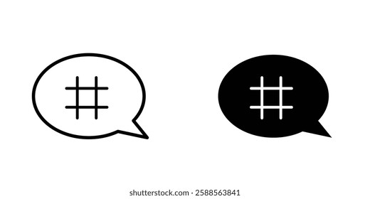 Hashtag vectors icons set in filled and strokes on white background