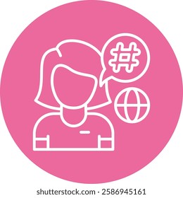 Hashtag Woman Outline Circle Style Icon Design