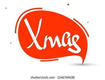 Hashtag Xmas, speech bubble, banner design template, Christmas calligraphy lettering, vector illustration