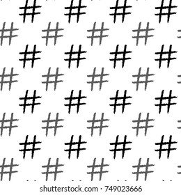 Hashtagand star icon seamless pattern. Hashtag random seamless pattern
