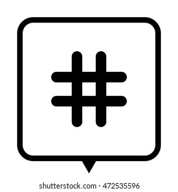 hashtags - black vector icon;  message bubble