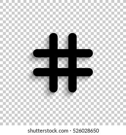 hashtags - black vector icon  with shadow