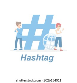 Hashtags for business to be popular and trending in social media,advertising branding plan and promotion,digital marketing online,Create content and viral on target audience,vector illustration.