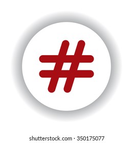Hashtags icon, red isolated white background