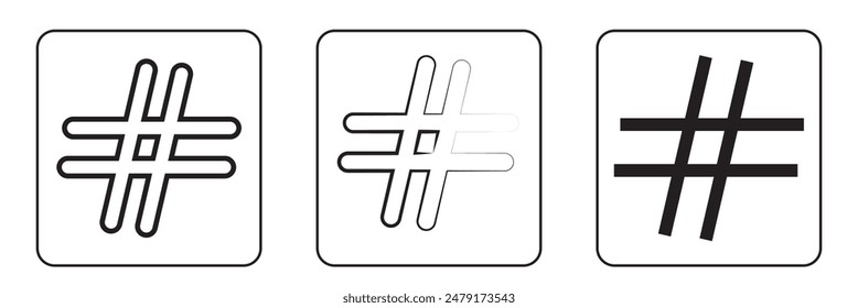 Hashtags icon vector, hashtag sign and symbol isolated on white background, black hashtag icon.vector illustration.