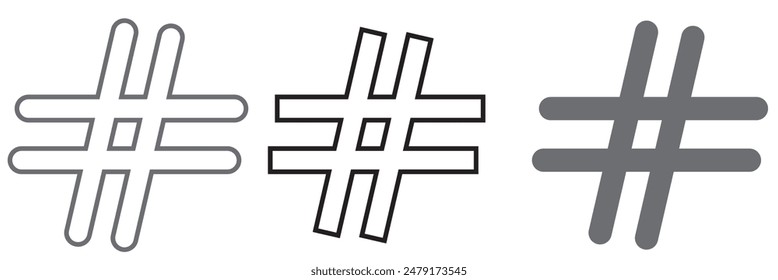 Hashtags icon vector, hashtag sign and symbol isolated on white background, black hashtag icon.vector illustration.