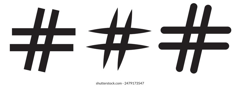 Hashtags icon vector, hashtag sign and symbol isolated on white background, black hashtag icon.vector illustration.