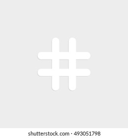 hashtags - white vector  icon with shadow