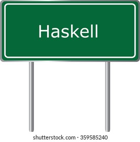 Haskell , Arkansas, road sign green vector illustration, road table, USA city