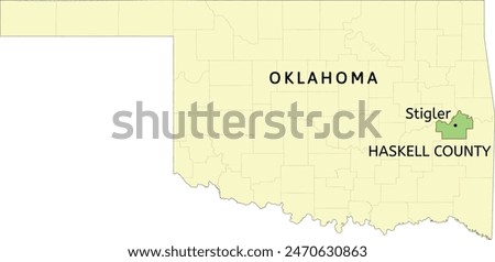 Haskell County and city of Stigler location on Oklahoma state map