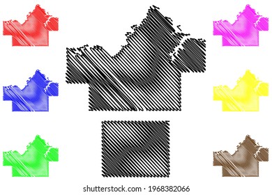 Haskell and Garfield County, Oklahoma State (U.S. county, United States of America) map vector illustration, scribble sketch map