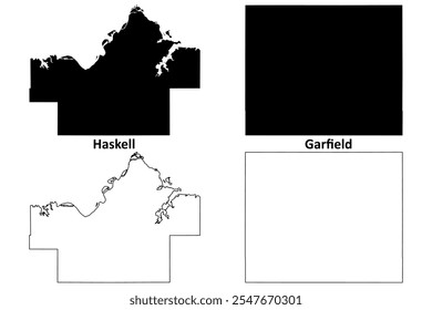 Haskell and Garfield County, Oklahoma State (U.S. County, United States of America, USA, U.S., US), Kartenvektorgrafik, Skizze