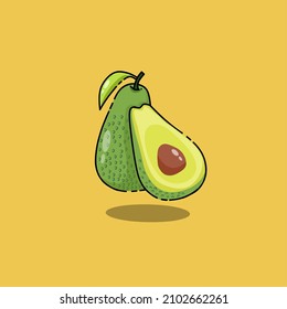 ilustración vectorial del fruto del aguacate, aislado en fondo amarillo
