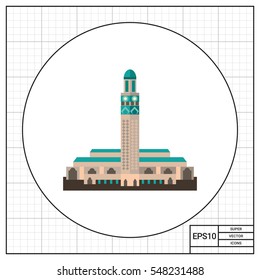 Hassan II Mosque in Morocco vector icon