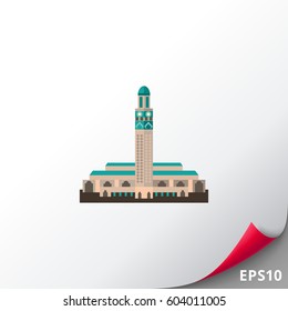 Hassan II Mosque in Morocco vector icon