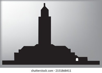 HASSAN MOSQUE 2. BLACK COLOR. GRAY WALLPAPER BACKGROUND