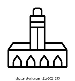 Hassan Mosque Icon. Line Art Style Design Isolated On White Background