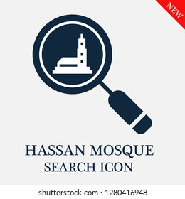 Hassan mosque search icon. Editable Hassan mosque search icon for web or mobile.
