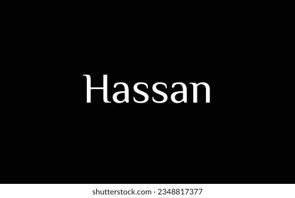 Hassan - Muslim name - Islamic name - beautiful font style - vector names in White Color on Black Background