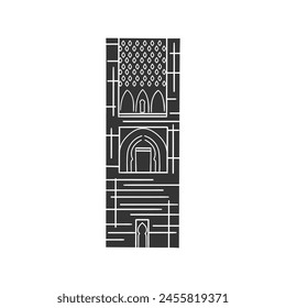 Hassan Tower Icon Silhouette Illustration. Rabat Vector Graphic Pictogram Symbol Clip Art. Doodle Sketch Black Sign.