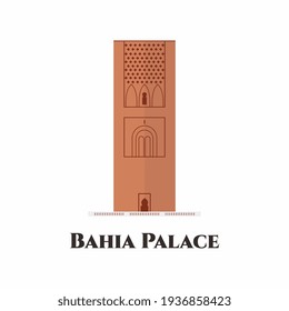 Hassan Tower or Tour Hassan in Rabat, Morocco. It is the minaret of an incomplete mosque. Flat vector simple element illustration. World travel and tourist vacation isolated on white background