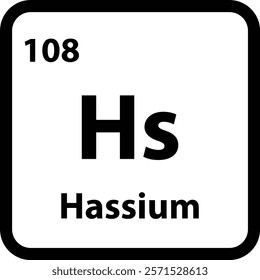 Hassium chemical element icon isolated on white background . Hassium icon vector