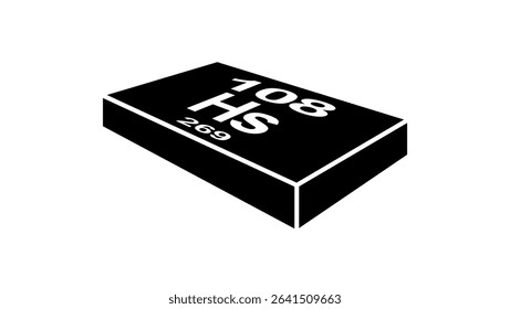 Hassium chemical symbol, black isolated silhouette 