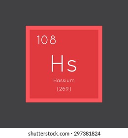 Hassium simple style tile icon. Chemical element of periodic table. Vector illustration EPS8