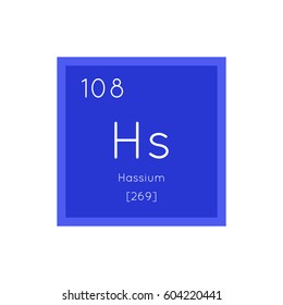 Hassium simple style tile icon. Chemical element of periodic table. Vector illustration EPS8