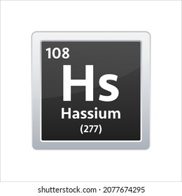 Hassium symbol. Chemical element of the periodic table. Vector stock illustration
