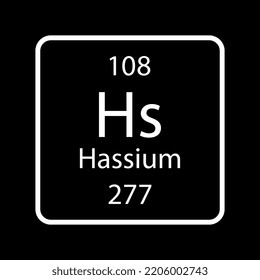 Hassium symbol. Chemical element of the periodic table. Vector illustration.