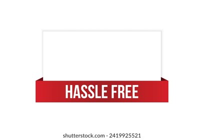 Hassle Free red vector banner illustration isolated on white background