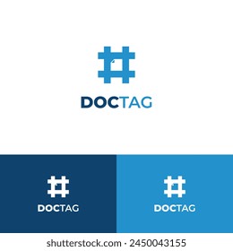 Hastag icon with document paper logo, Trending document logo symbol