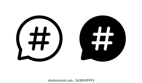 Hastag on speech bubble icon. Keyword sign symbol