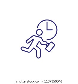 Haste line icon. Running businessman, clock, man. Time management concept. Can be used for topics like business, daily routine, schedule