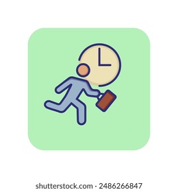 Haste line icon. Running businessman, clock, man. Time management concept. Can be used for topics like business, daily routine, schedule