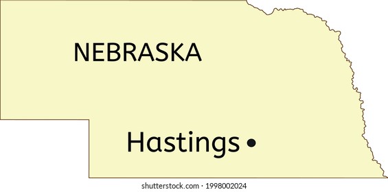 Hastings city location on Nebraska state map