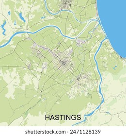 Hastings, New Zealand map poster art