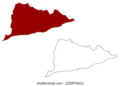 Hastings Town and borough (United Kingdom of Great Britain and Northern Ireland, ceremonial county East Sussex, England) map vector illustration, scribble sketch map