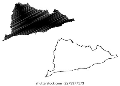 Hastings Town and borough (United Kingdom of Great Britain and Northern Ireland, ceremonial county East Sussex, England) map vector illustration, scribble sketch map