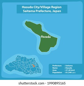 Hasuda City or Village Region Saitama Prefecture Map Japan