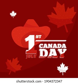 Icono de celebración nacional del Día de Sombrero de 1color rojo de Canadá - Vector
